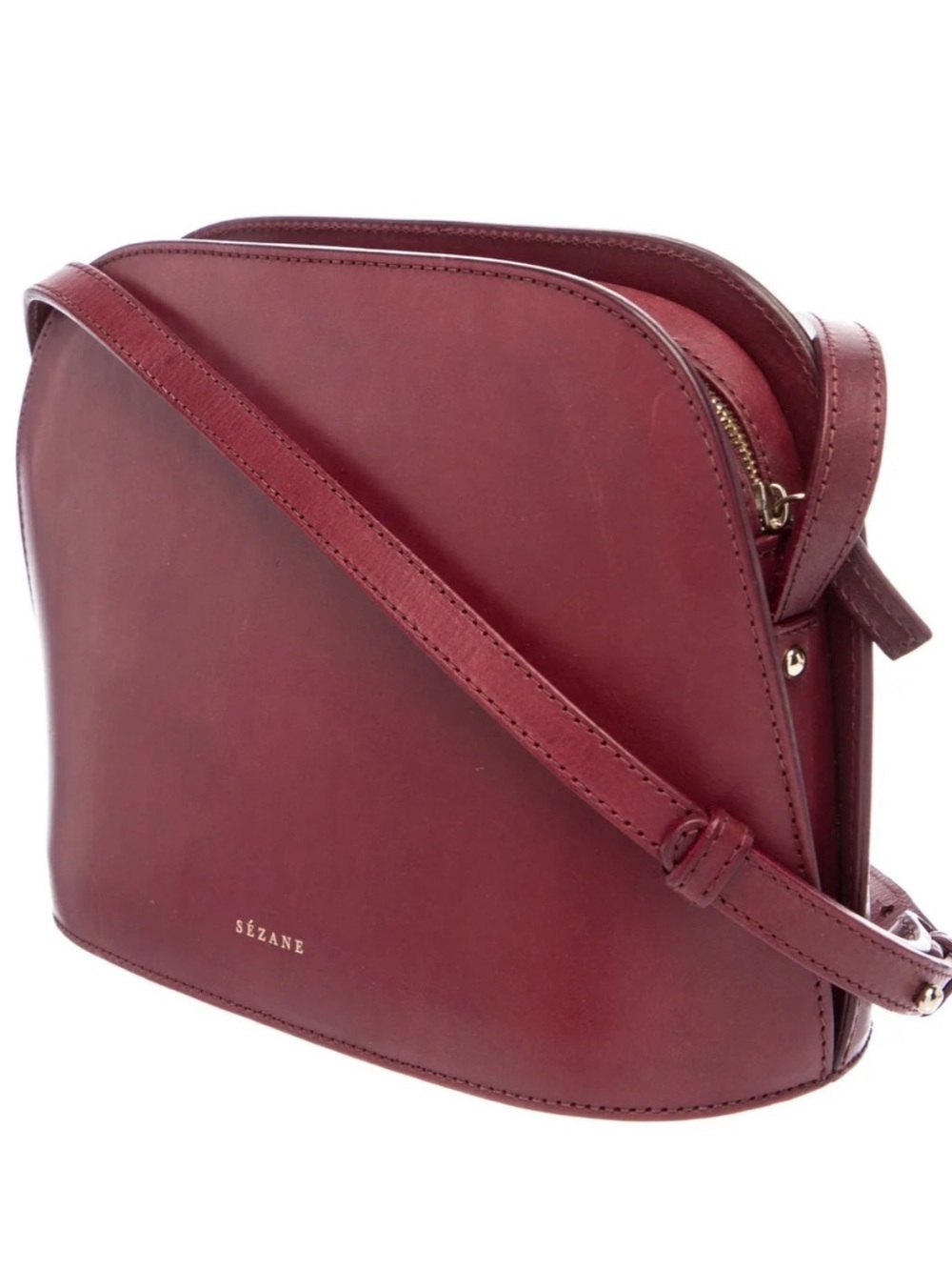 Sézane Heritage Victor Bag - Bordeaux Leather Crossbody - Picture 2 of 3